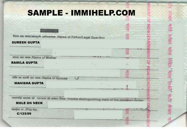 Sample Cancelled Indian Passport After Acuiring Foreign Citizenship
